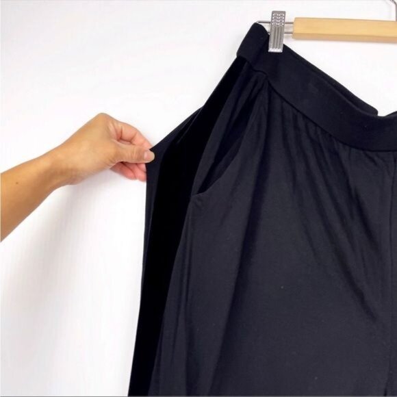Eileen Fisher Black Tencel Terry Velvet Track Pants & Trim Hoodie set 2 pc Large - Picture 4 of 14